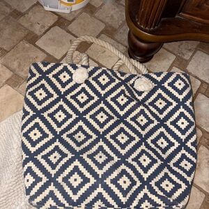 Summer & Rose Navy and Cream Diamond Tote